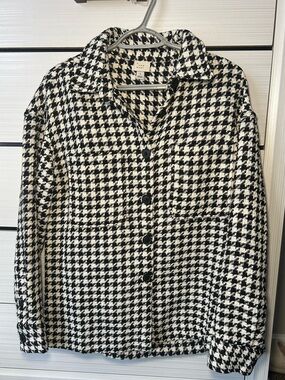 a new day Black and White Houndstooth Button Down Shirt Jacket